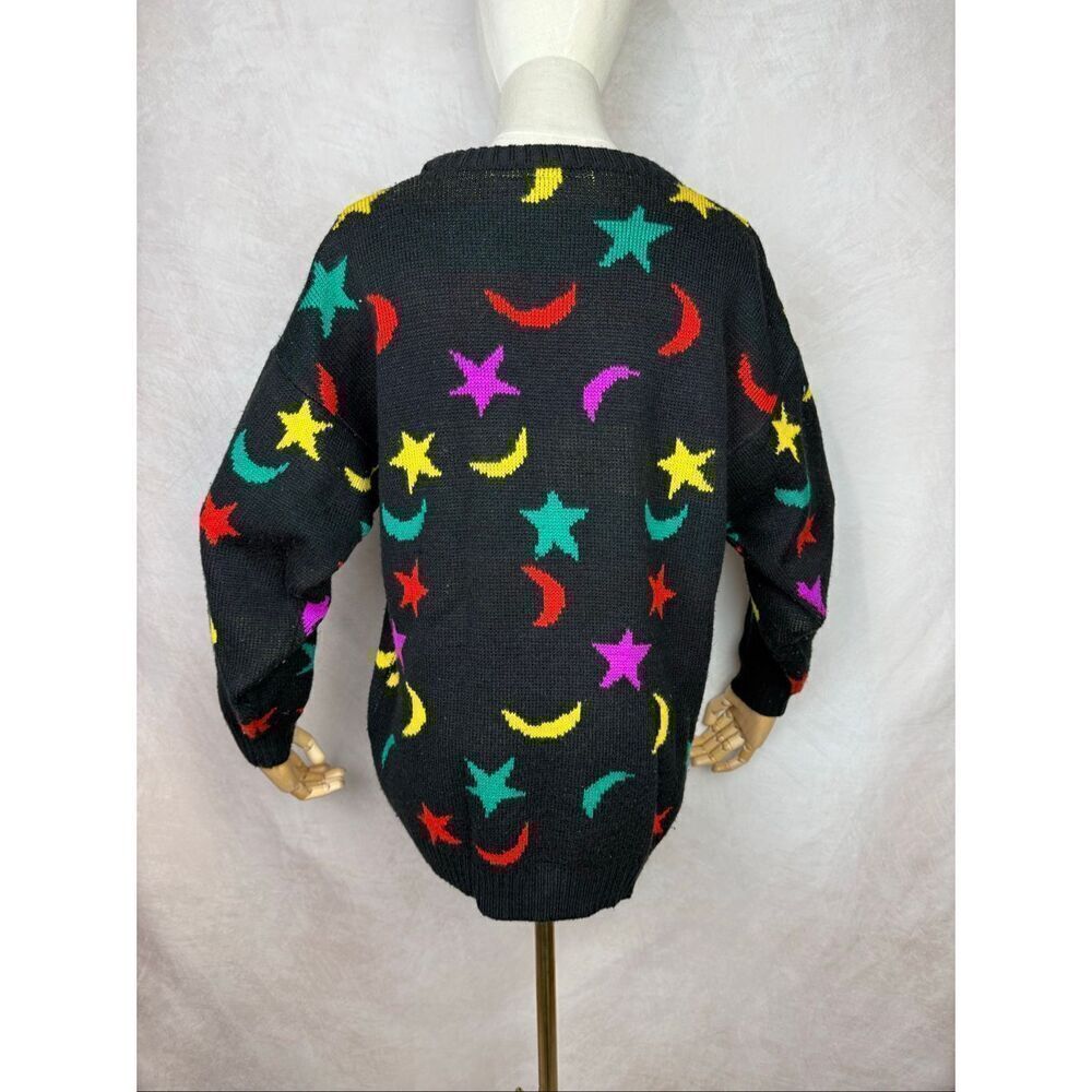 Vintage Celestial Sweater 1980s Moon Stars Size Medium - Picture 4 of 6